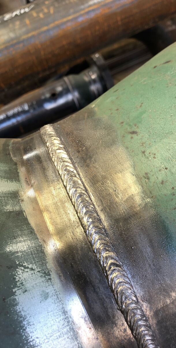 Stacked bead on a flange-to-pipe joint