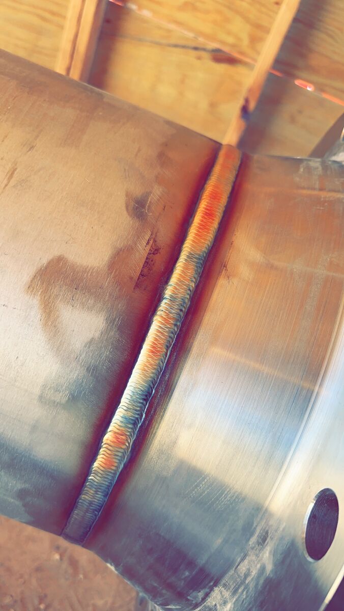 Stainless bead welded on site