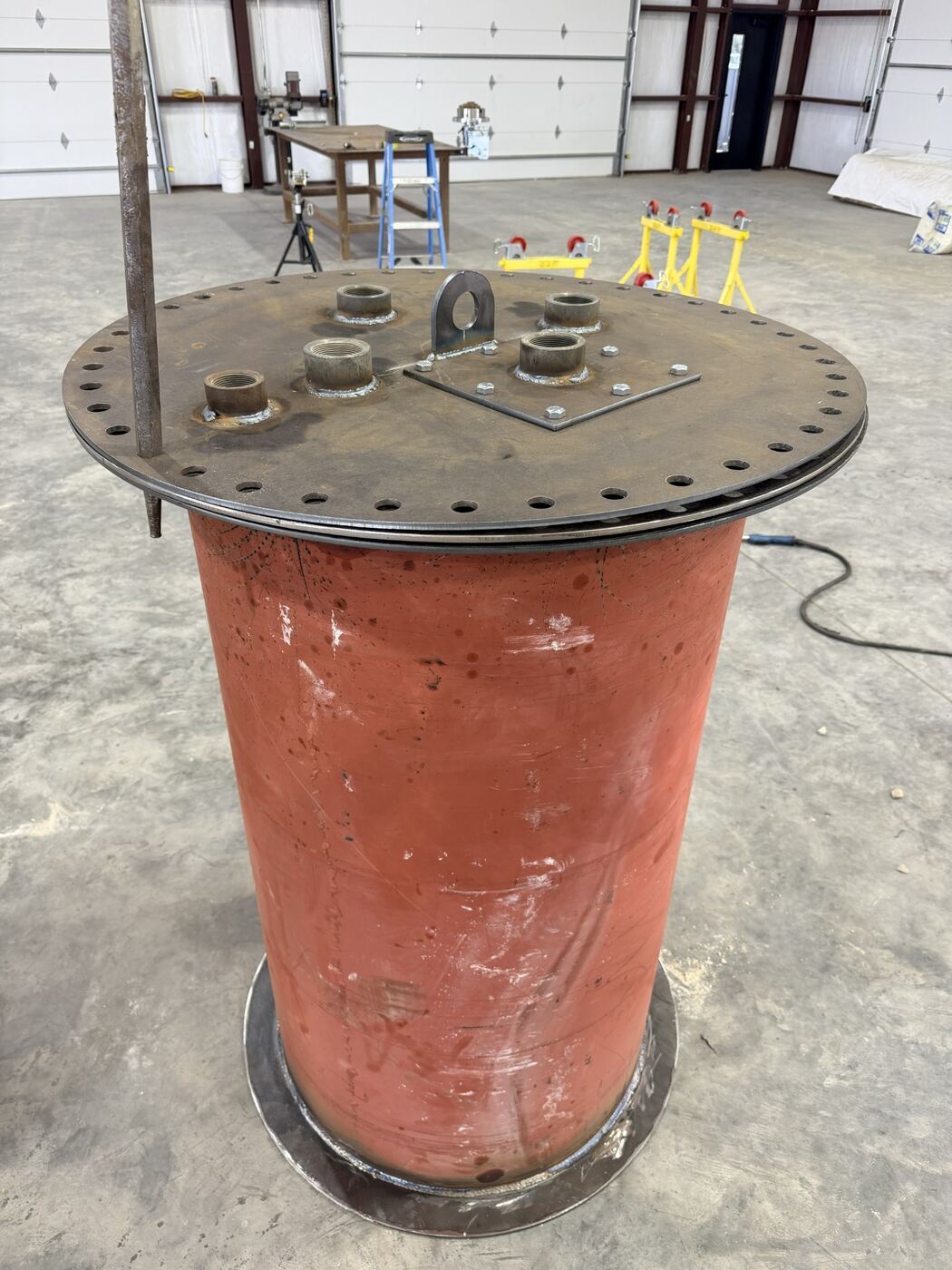 Nozzles and lift lug cut on our fiber laser